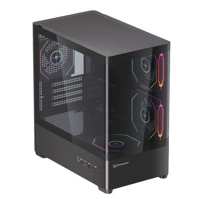 FPMAX Diamond R4M Pro Luma Black (3x Rainbow Fan) - m-ATX PC Gaming Casing